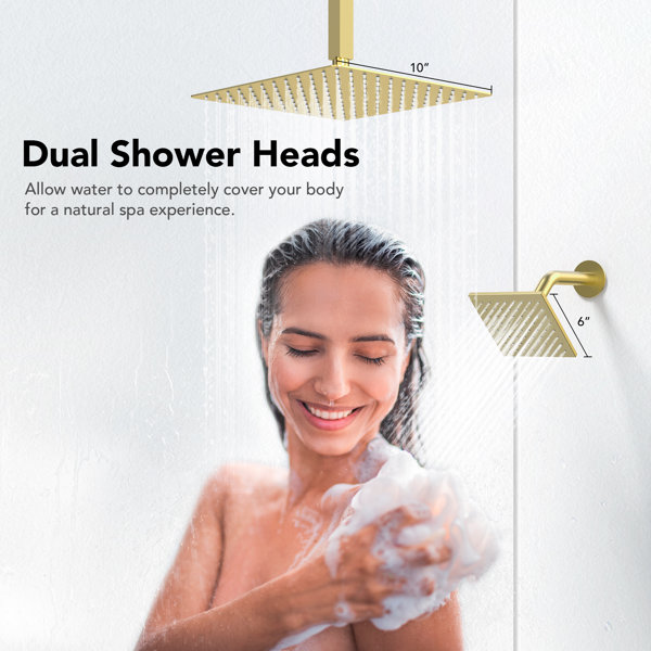 EVERSTEIN DualJetSpa 10" HighPressure Rainfall Shower Faucet, Celling